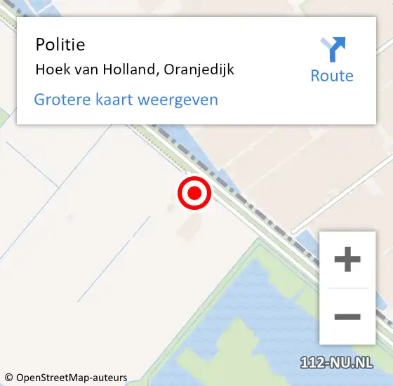 Locatie op kaart van de 112 melding: Politie Hoek van Holland, Oranjedijk op 2 november 2024 00:04