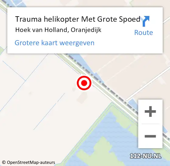 Locatie op kaart van de 112 melding: Trauma helikopter Met Grote Spoed Naar Hoek van Holland, Oranjedijk op 2 november 2024 00:05