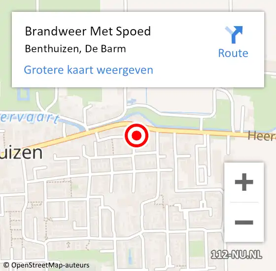 Locatie op kaart van de 112 melding: Brandweer Met Spoed Naar Benthuizen, De Barm op 2 november 2024 00:18