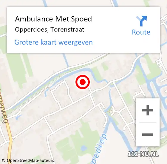 Locatie op kaart van de 112 melding: Ambulance Met Spoed Naar Opperdoes, Torenstraat op 2 november 2024 00:46