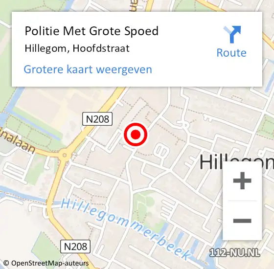 Locatie op kaart van de 112 melding: Politie Met Grote Spoed Naar Hillegom, Hoofdstraat op 2 november 2024 01:12