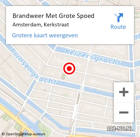 Locatie op kaart van de 112 melding: Brandweer Met Grote Spoed Naar Amsterdam, Kerkstraat op 2 november 2024 01:48