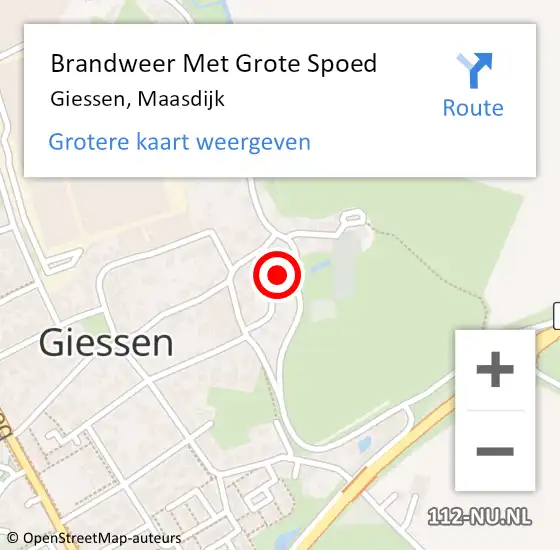 Locatie op kaart van de 112 melding: Brandweer Met Grote Spoed Naar Giessen, Maasdijk op 2 november 2024 01:57