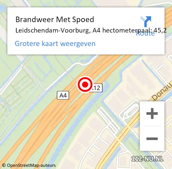 Locatie op kaart van de 112 melding: Brandweer Met Spoed Naar Leidschendam-Voorburg, A4 hectometerpaal: 45,2 op 2 november 2024 02:06