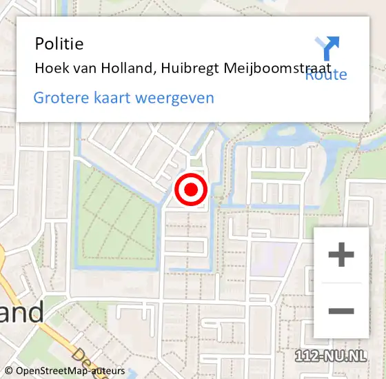 Locatie op kaart van de 112 melding: Politie Hoek van Holland, Huibregt Meijboomstraat op 2 november 2024 02:25