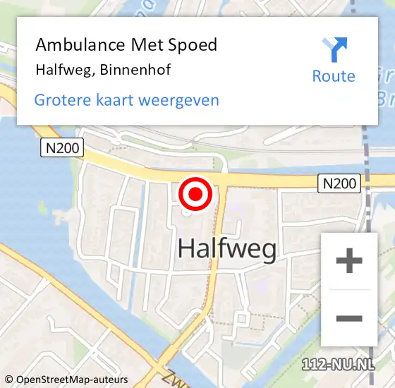 Locatie op kaart van de 112 melding: Ambulance Met Spoed Naar Halfweg, Binnenhof op 2 november 2024 02:34