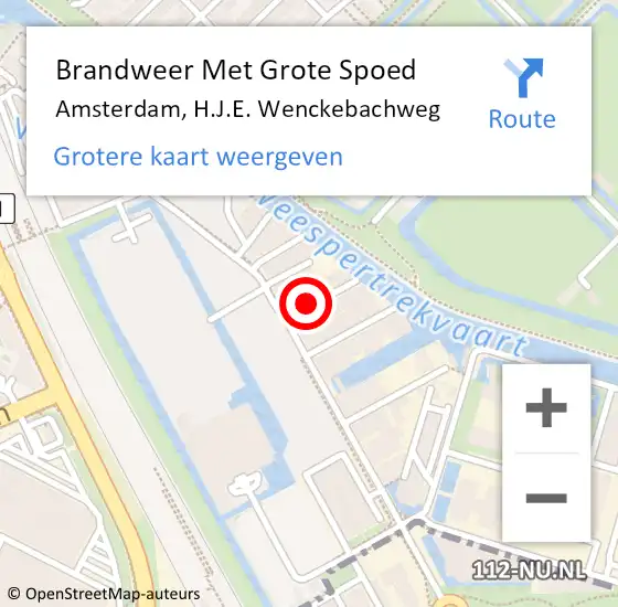 Locatie op kaart van de 112 melding: Brandweer Met Grote Spoed Naar Amsterdam, H.J.E. Wenckebachweg op 2 november 2024 03:02