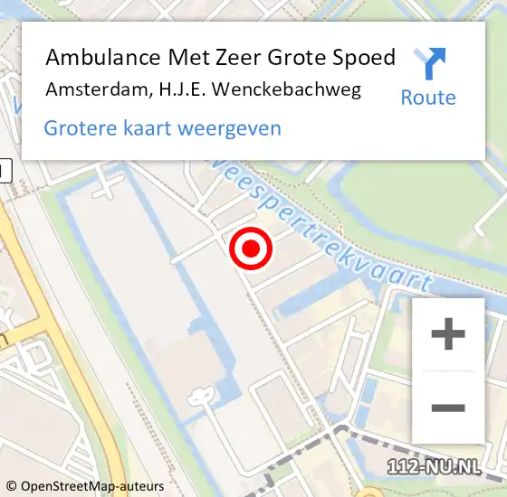 Locatie op kaart van de 112 melding: Ambulance Met Zeer Grote Spoed Naar Amsterdam, H.J.E. Wenckebachweg op 2 november 2024 03:03