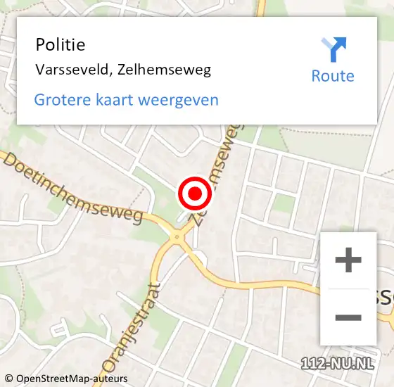 Locatie op kaart van de 112 melding: Politie Varsseveld, Zelhemseweg op 2 november 2024 03:16