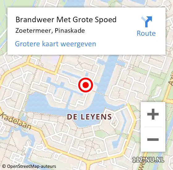 Locatie op kaart van de 112 melding: Brandweer Met Grote Spoed Naar Zoetermeer, Pinaskade op 2 november 2024 03:24