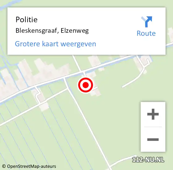 Locatie op kaart van de 112 melding: Politie Bleskensgraaf, Elzenweg op 2 november 2024 03:38