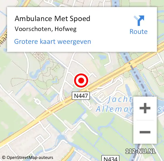 Locatie op kaart van de 112 melding: Ambulance Met Spoed Naar Voorschoten, Hofweg op 2 november 2024 04:05