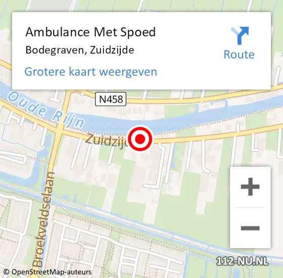 Locatie op kaart van de 112 melding: Ambulance Met Spoed Naar Bodegraven, Zuidzijde op 2 november 2024 04:12