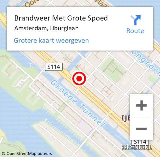 Locatie op kaart van de 112 melding: Brandweer Met Grote Spoed Naar Amsterdam, IJburglaan op 2 november 2024 04:15