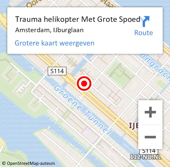 Locatie op kaart van de 112 melding: Trauma helikopter Met Grote Spoed Naar Amsterdam, IJburglaan op 2 november 2024 04:16