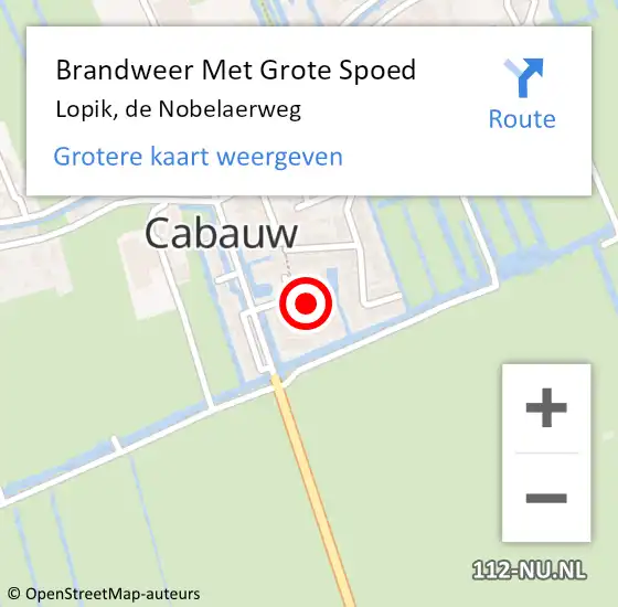 Locatie op kaart van de 112 melding: Brandweer Met Grote Spoed Naar Lopik, de Nobelaerweg op 2 november 2024 05:01