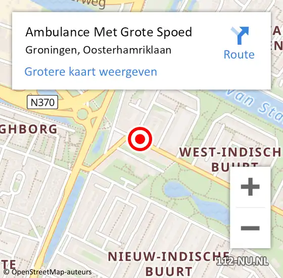 Locatie op kaart van de 112 melding: Ambulance Met Grote Spoed Naar Groningen, Oosterhamriklaan op 2 november 2024 05:24