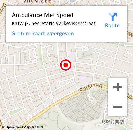 Locatie op kaart van de 112 melding: Ambulance Met Spoed Naar Katwijk, Secretaris Varkevisserstraat op 2 november 2024 05:59