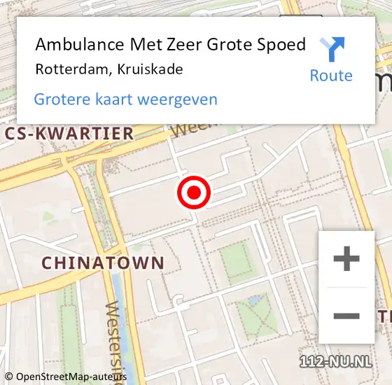 Locatie op kaart van de 112 melding: Ambulance Met Zeer Grote Spoed Naar Rotterdam, Kruiskade op 2 november 2024 06:11