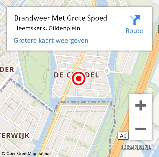 Locatie op kaart van de 112 melding: Brandweer Met Grote Spoed Naar Heemskerk, Gildenplein op 2 november 2024 06:13