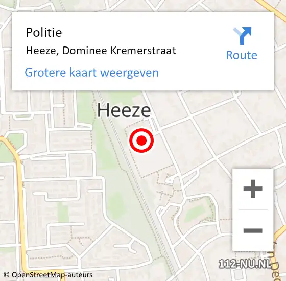 Locatie op kaart van de 112 melding: Politie Heeze, Dominee Kremerstraat op 2 november 2024 06:50