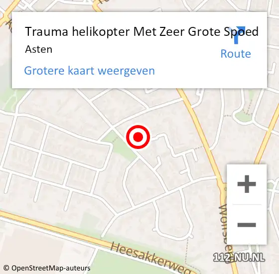 Locatie op kaart van de 112 melding: Trauma helikopter Met Zeer Grote Spoed Naar Asten op 2 november 2024 07:03