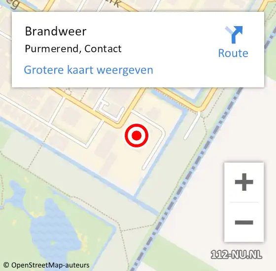 Locatie op kaart van de 112 melding: Brandweer Purmerend, Contact op 2 november 2024 08:46