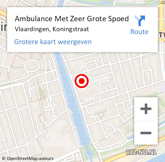 Locatie op kaart van de 112 melding: Ambulance Met Zeer Grote Spoed Naar Vlaardingen, Koningstraat op 2 november 2024 08:59