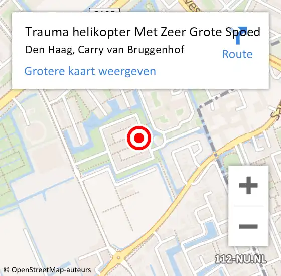 Locatie op kaart van de 112 melding: Trauma helikopter Met Zeer Grote Spoed Naar Den Haag, Carry van Bruggenhof op 2 november 2024 09:01