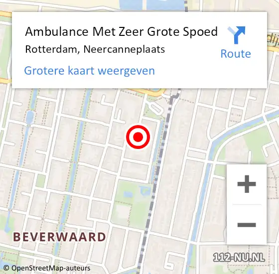 Locatie op kaart van de 112 melding: Ambulance Met Zeer Grote Spoed Naar Rotterdam, Neercanneplaats op 2 november 2024 09:30