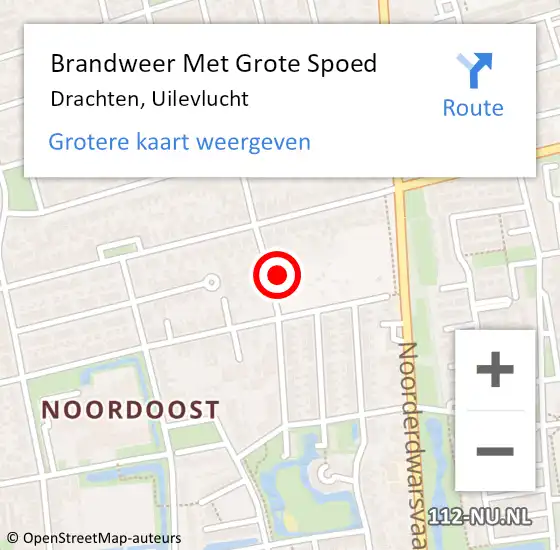 Locatie op kaart van de 112 melding: Brandweer Met Grote Spoed Naar Drachten, Uilevlucht op 2 november 2024 09:32