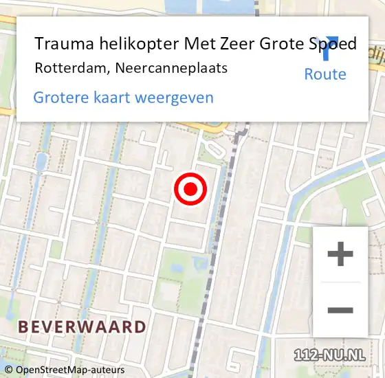 Locatie op kaart van de 112 melding: Trauma helikopter Met Zeer Grote Spoed Naar Rotterdam, Neercanneplaats op 2 november 2024 09:33