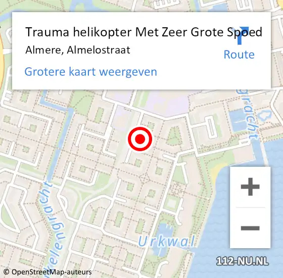 Locatie op kaart van de 112 melding: Trauma helikopter Met Zeer Grote Spoed Naar Almere, Almelostraat op 2 november 2024 09:40