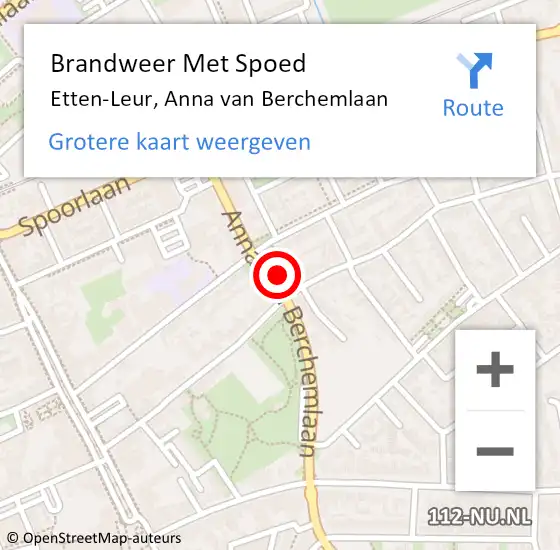 Locatie op kaart van de 112 melding: Brandweer Met Spoed Naar Etten-Leur, Anna van Berchemlaan op 2 november 2024 09:54