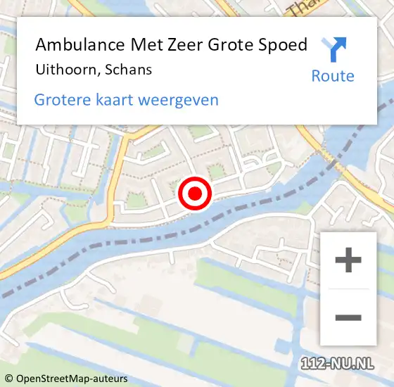 Locatie op kaart van de 112 melding: Ambulance Met Zeer Grote Spoed Naar Uithoorn, Schans op 2 november 2024 10:14