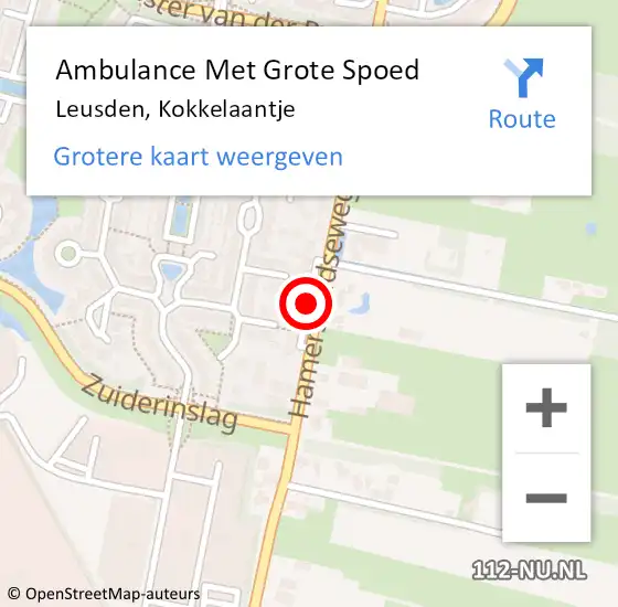 Locatie op kaart van de 112 melding: Ambulance Met Grote Spoed Naar Leusden, Kokkelaantje op 25 oktober 2014 15:21