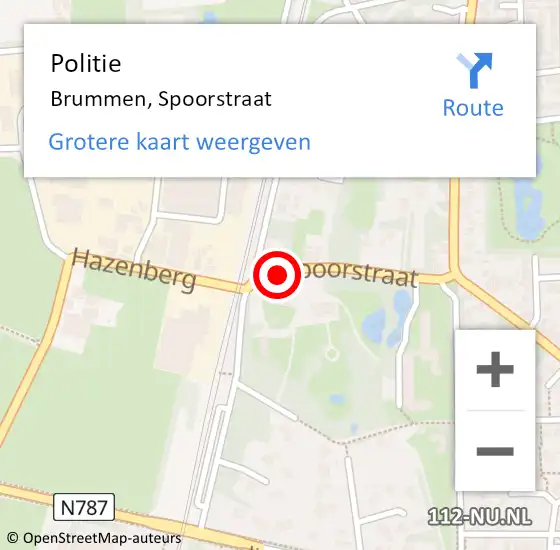 Locatie op kaart van de 112 melding: Politie Brummen, Spoorstraat op 2 november 2024 10:24