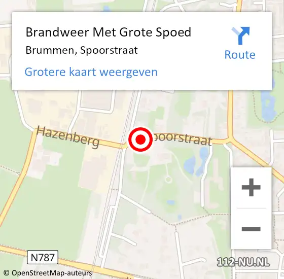 Locatie op kaart van de 112 melding: Brandweer Met Grote Spoed Naar Brummen, Spoorstraat op 2 november 2024 10:24