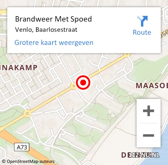 Locatie op kaart van de 112 melding: Brandweer Met Spoed Naar Venlo, Baarlosestraat op 2 november 2024 10:42