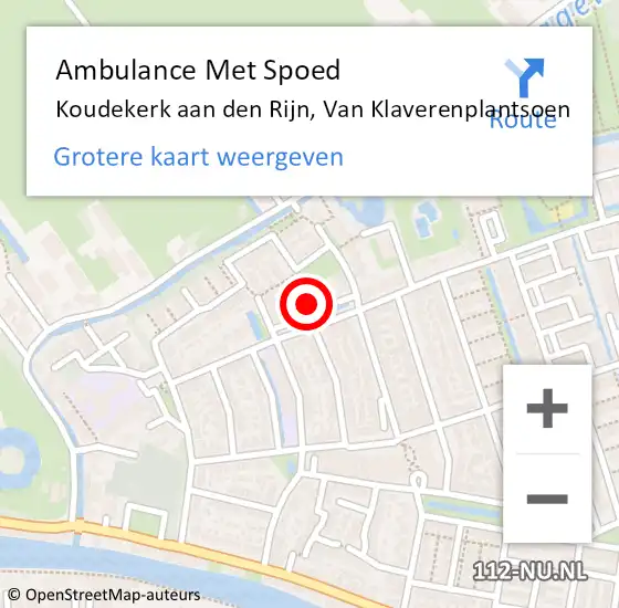 Locatie op kaart van de 112 melding: Ambulance Met Spoed Naar Koudekerk aan den Rijn, Van Klaverenplantsoen op 2 november 2024 10:51