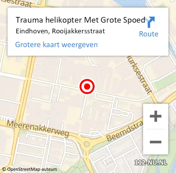 Locatie op kaart van de 112 melding: Trauma helikopter Met Grote Spoed Naar Eindhoven, Rooijakkersstraat op 2 november 2024 11:08