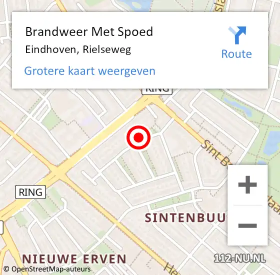 Locatie op kaart van de 112 melding: Brandweer Met Spoed Naar Eindhoven, Rielseweg op 2 november 2024 11:22