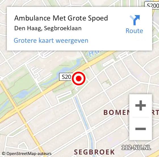 Locatie op kaart van de 112 melding: Ambulance Met Grote Spoed Naar Den Haag, Segbroeklaan op 2 november 2024 11:44