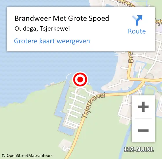 Locatie op kaart van de 112 melding: Brandweer Met Grote Spoed Naar Oudega, Tsjerkewei op 2 november 2024 11:55