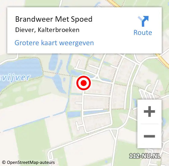 Locatie op kaart van de 112 melding: Brandweer Met Spoed Naar Diever, Kalterbroeken op 25 oktober 2014 15:29