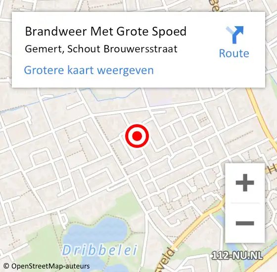 Locatie op kaart van de 112 melding: Brandweer Met Grote Spoed Naar Gemert, Schout Brouwersstraat op 2 november 2024 12:05