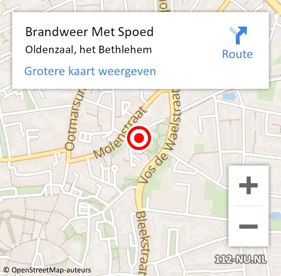 Locatie op kaart van de 112 melding: Brandweer Met Spoed Naar Oldenzaal, het Bethlehem op 2 november 2024 12:05