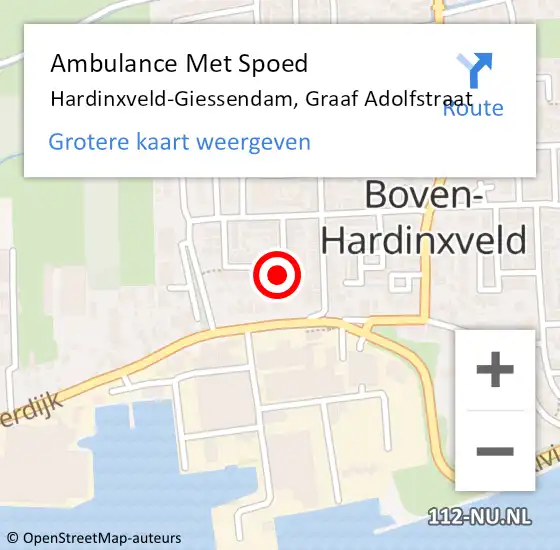 Locatie op kaart van de 112 melding: Ambulance Met Spoed Naar Hardinxveld-Giessendam, Graaf Adolfstraat op 2 november 2024 12:10