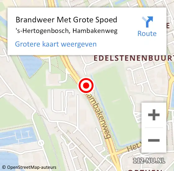 Locatie op kaart van de 112 melding: Brandweer Met Grote Spoed Naar 's-Hertogenbosch, Hambakenweg op 2 november 2024 12:18