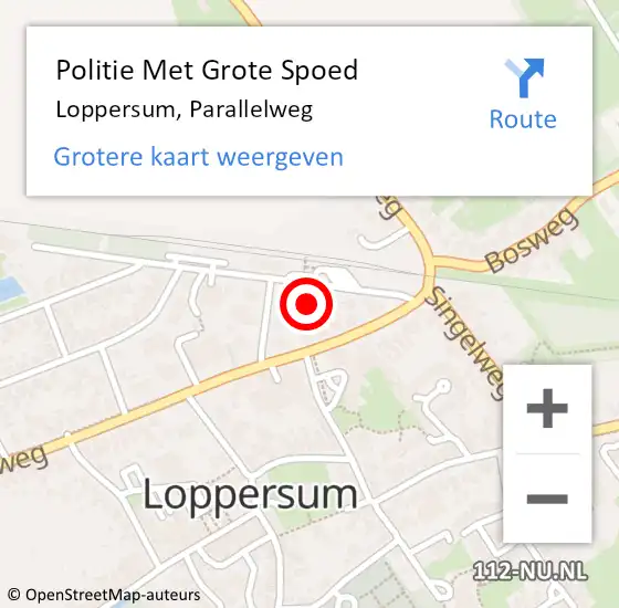 Locatie op kaart van de 112 melding: Politie Met Grote Spoed Naar Loppersum, Parallelweg op 2 november 2024 12:20